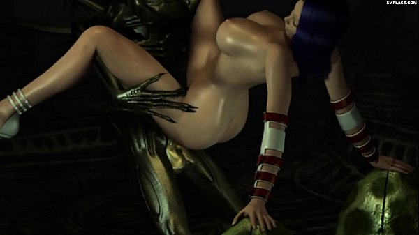 3D Alien fucks girl with blue hair.-SMPlace.com
