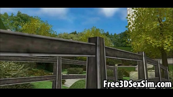 Sexy 3D cartoon ninja babe fighting in the park