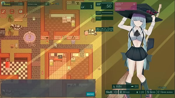 Hentai game. Sexy witch giving sex. Lisavile dungeon RPG game.